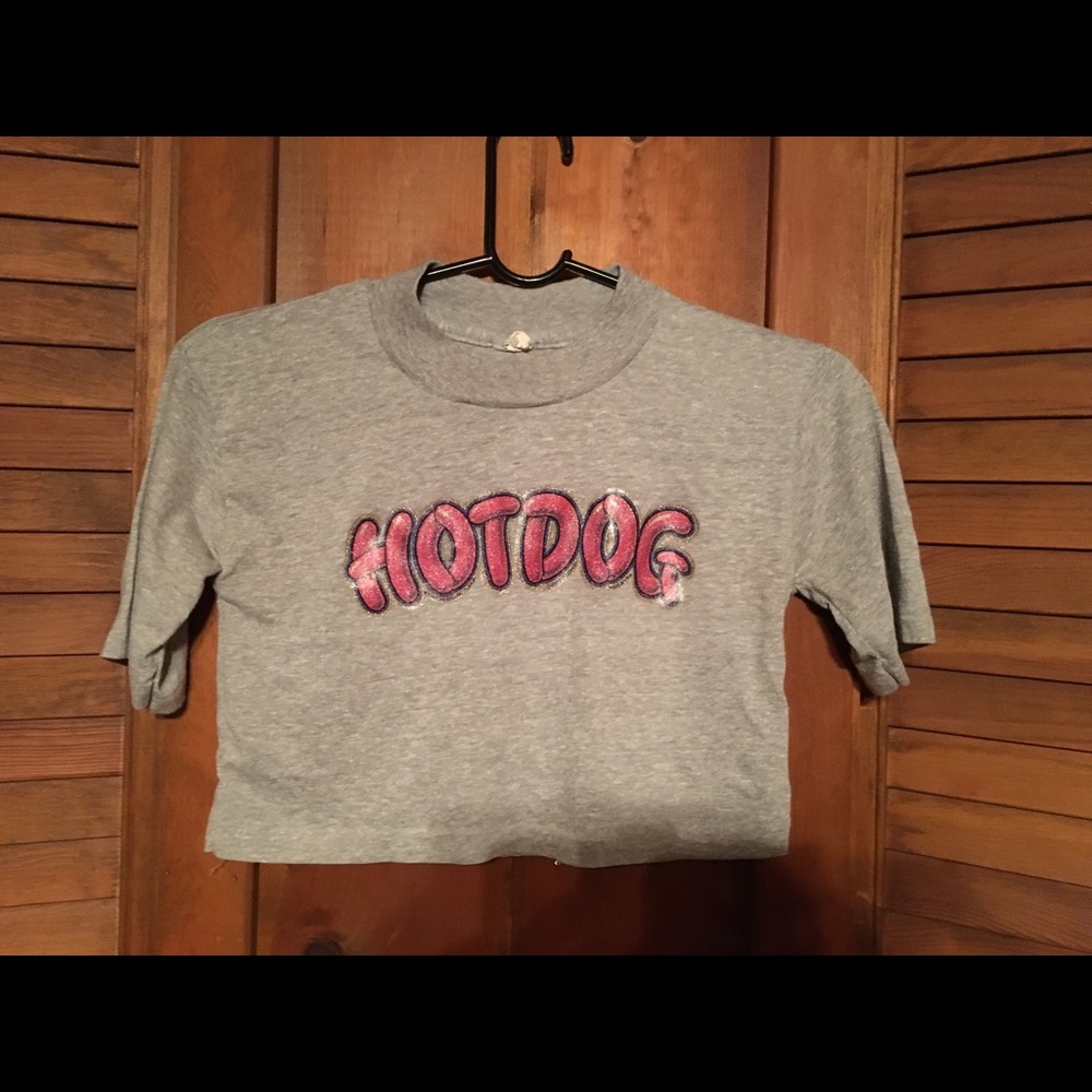 Vintage hotdog sparkly half shirt